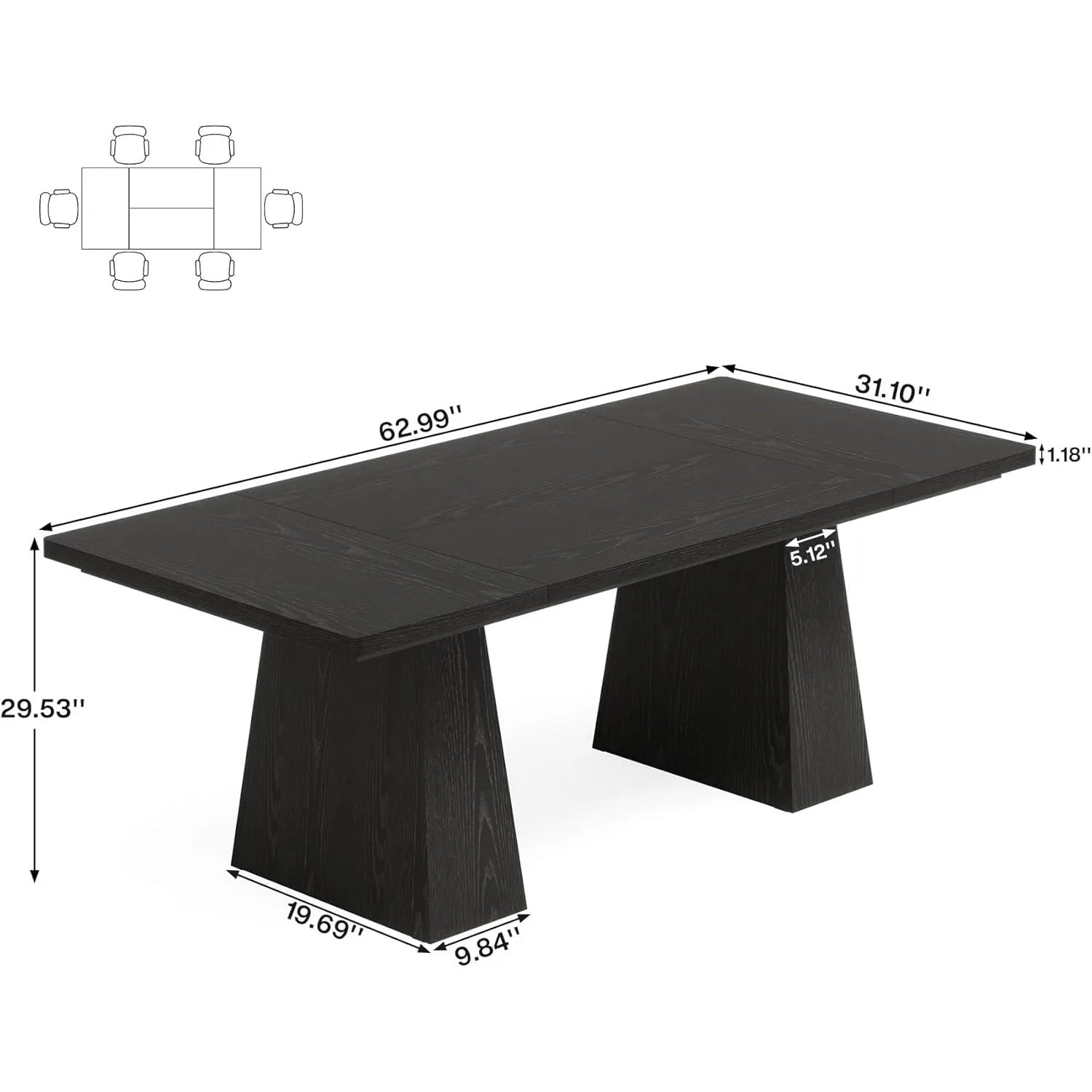 Black Dining Table for 4–6