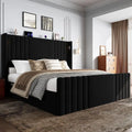 Velvet Wingback Bed with Reading Lights