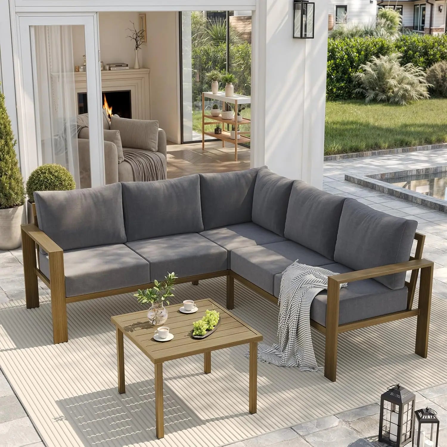 Metal Patio Sectional Sofa Set