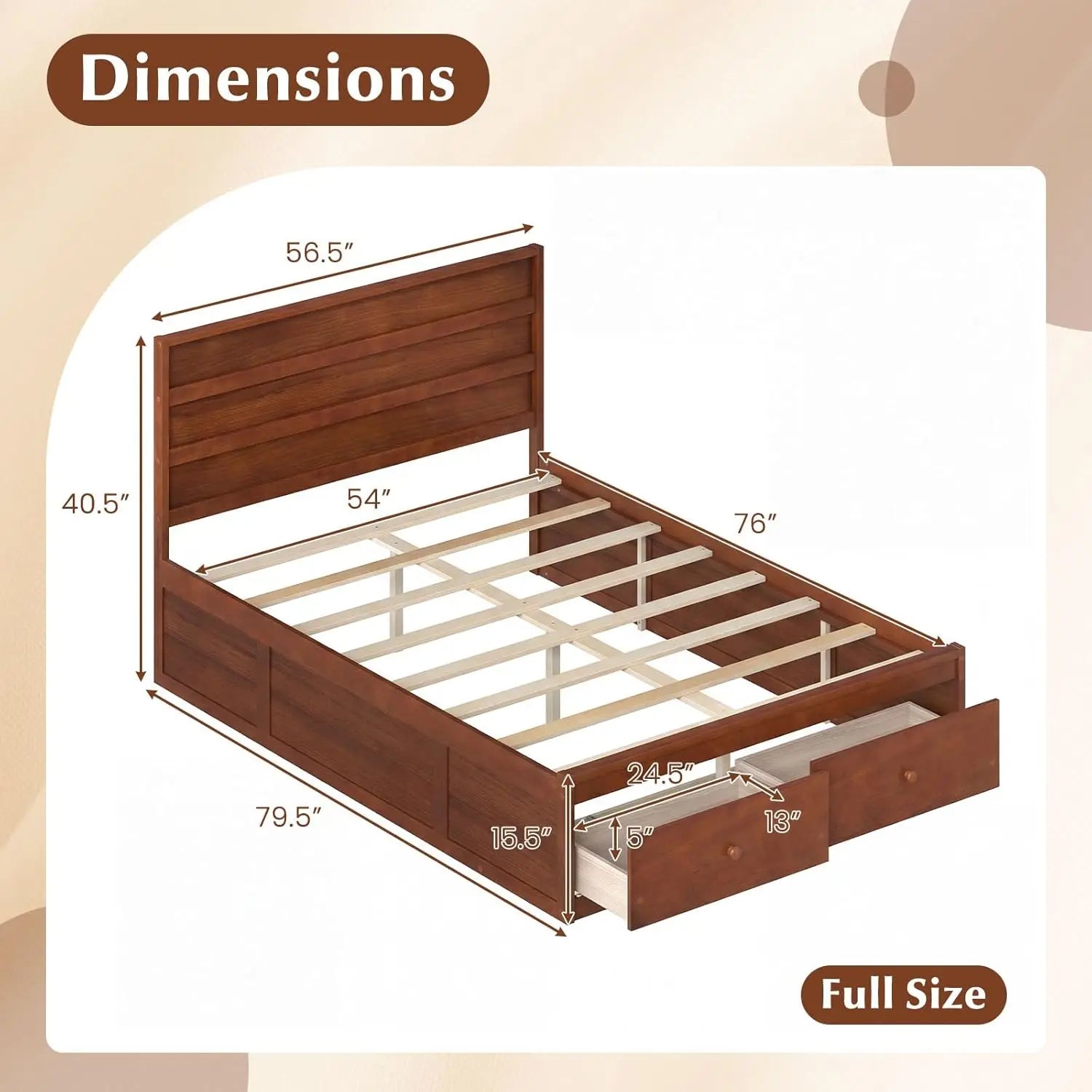 Walnut Storage Bed Frame