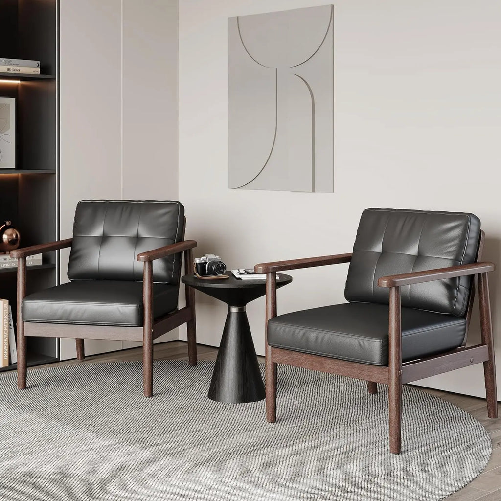 Leather Accent Chair Set of 2
