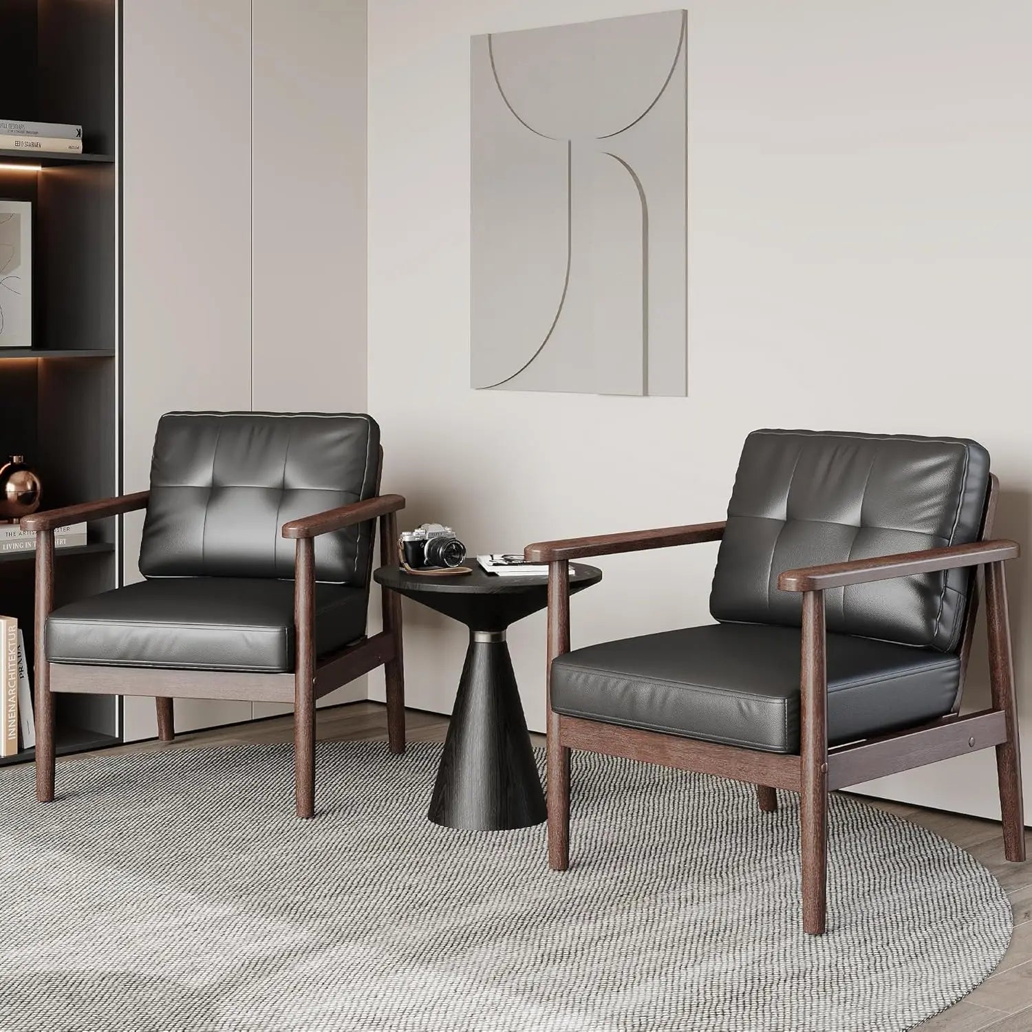Leather Accent Chair Set of 2