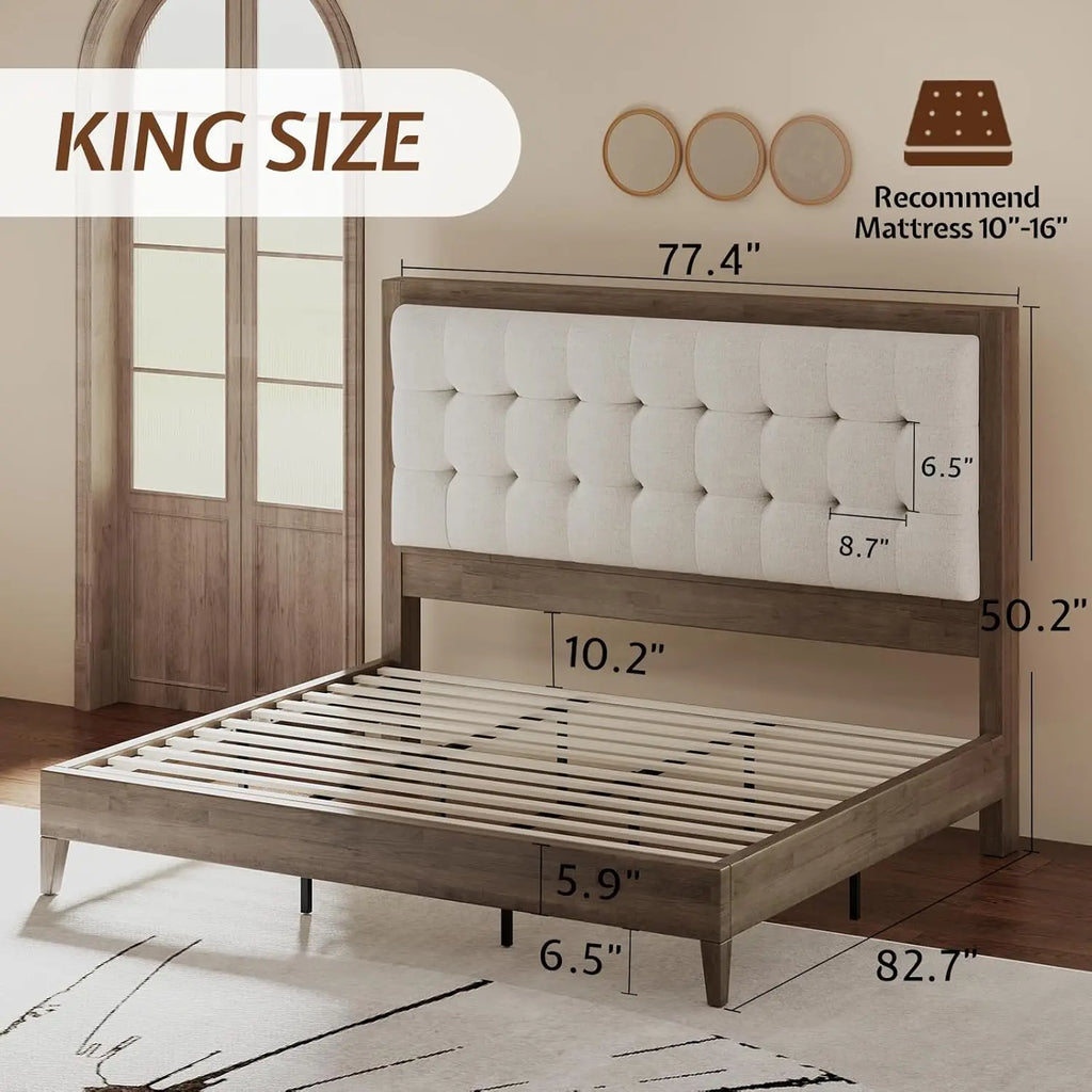 Solid Wood King Platform Bed