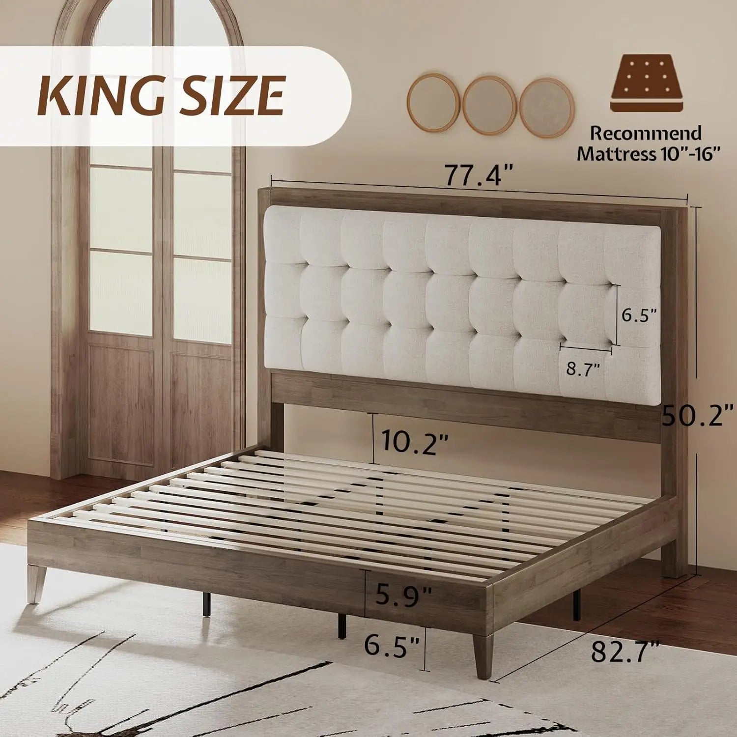 Solid Wood King Platform Bed