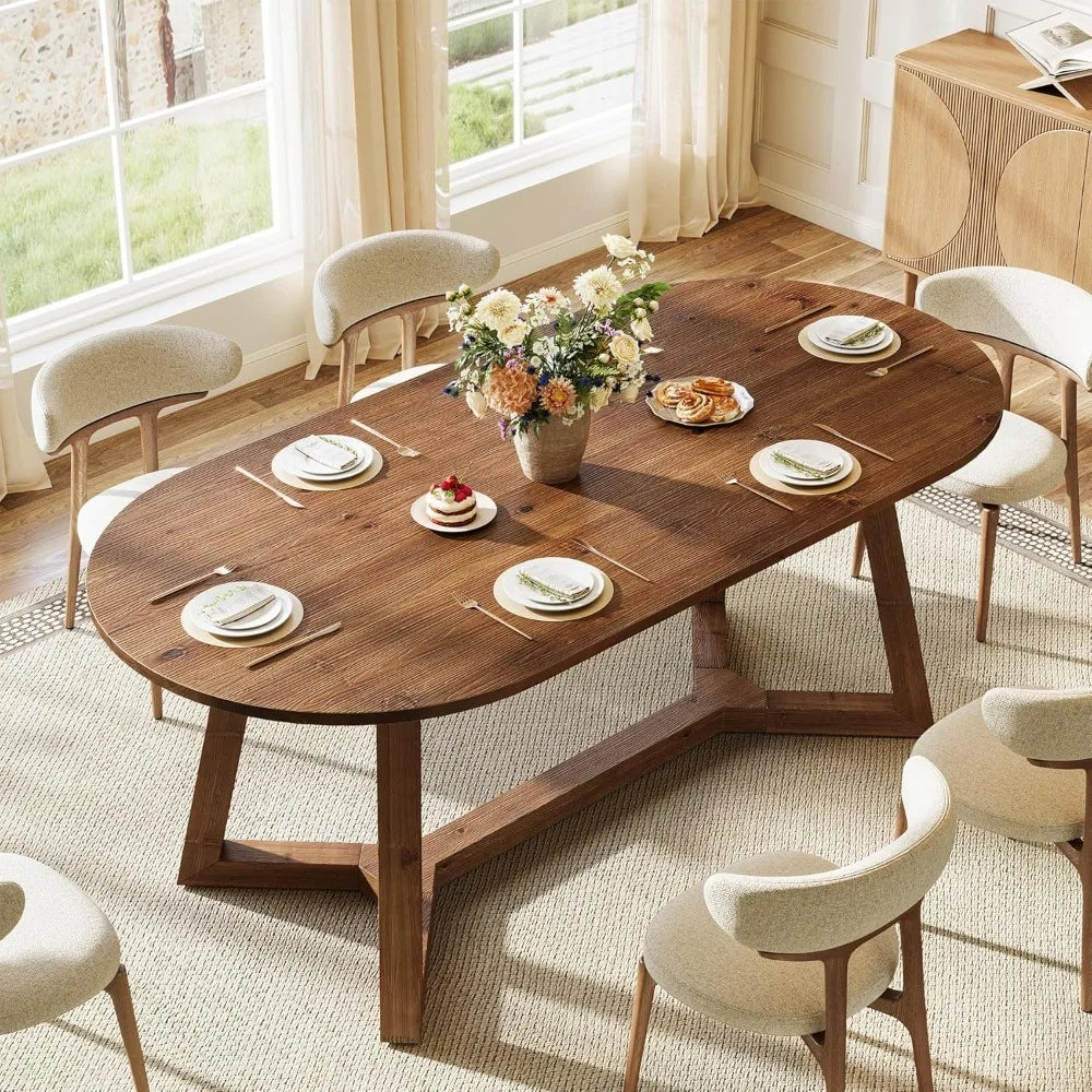 Solid Wood Oval Dining Table