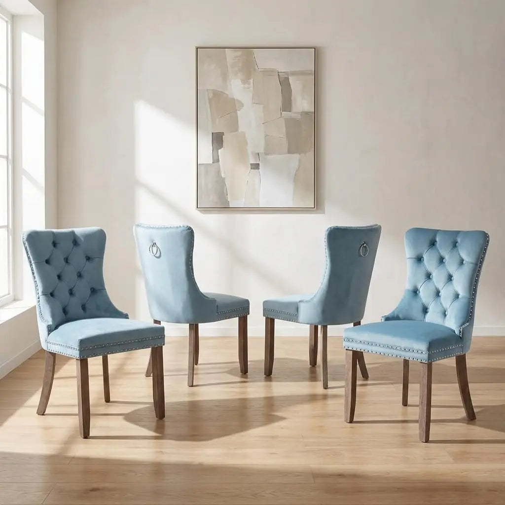 Tufted Velvet Dining Chairs Set of 4