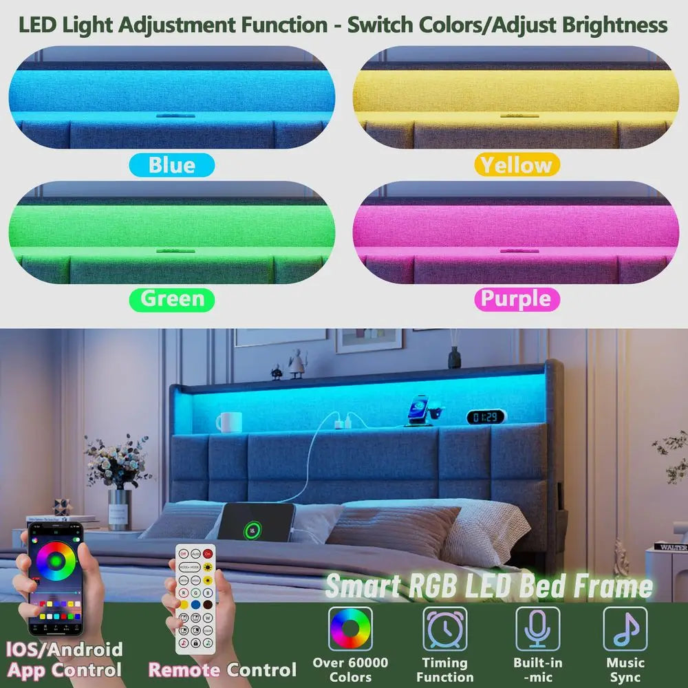 Full Storage Bed with Charging Station