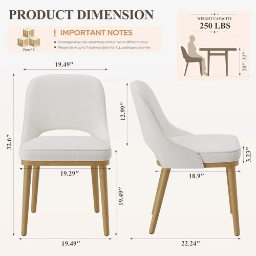 Curved Back Dining Chairs Set of 6