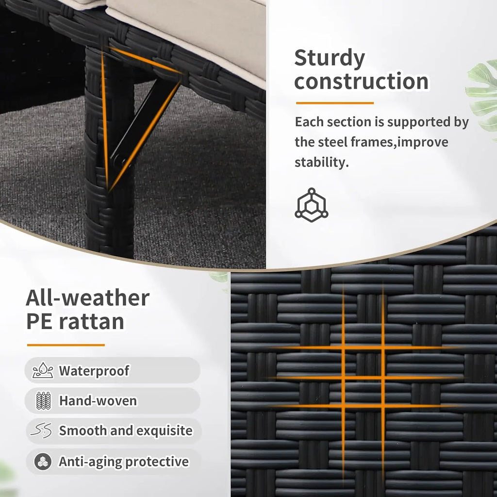 Black Rattan Conversation Set