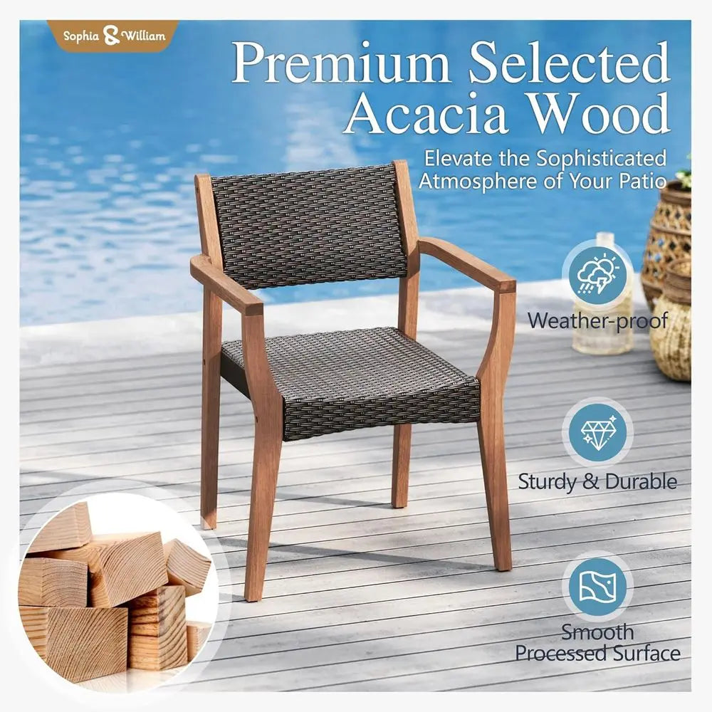 Outdoor Wicker Dining Chairs Set of 2