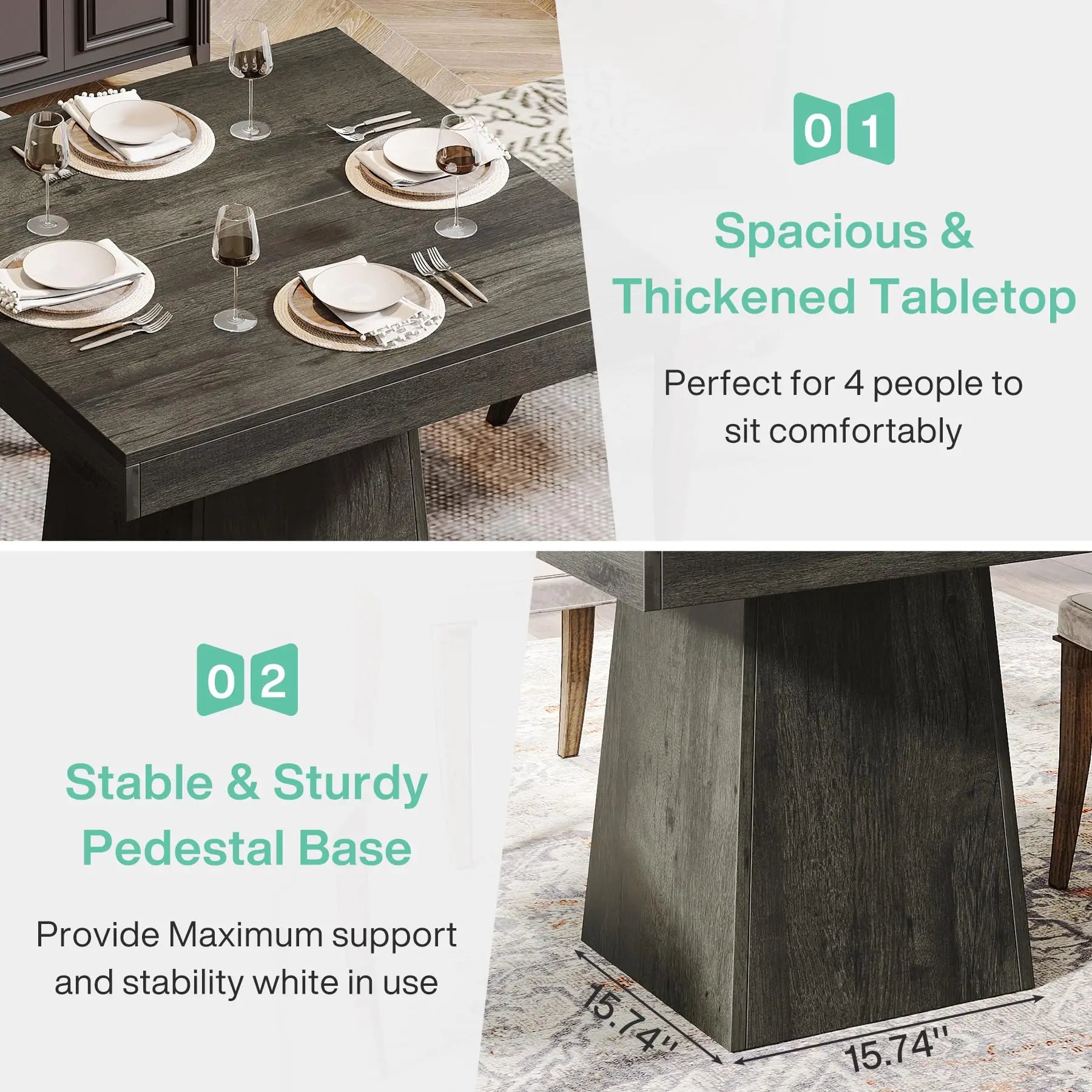 Square Farmhouse Dining Table