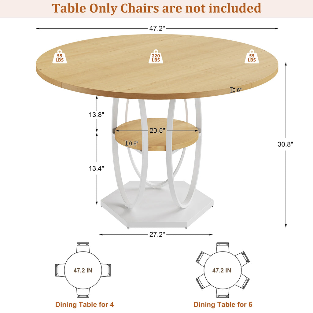 Round Dining Table for 4–6