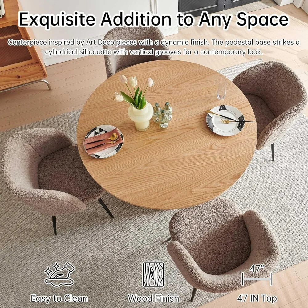 Round Dining Table Set with 4 Chairs