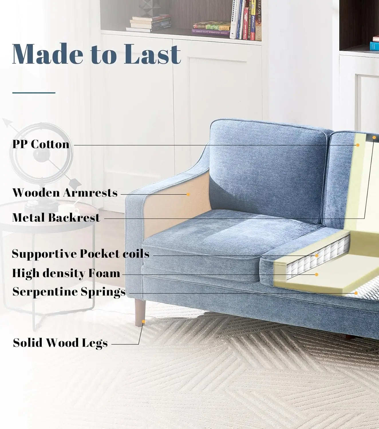 Light Blue Chenille Sofa