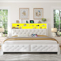 LED Storage Bed with Bookcase Headboard