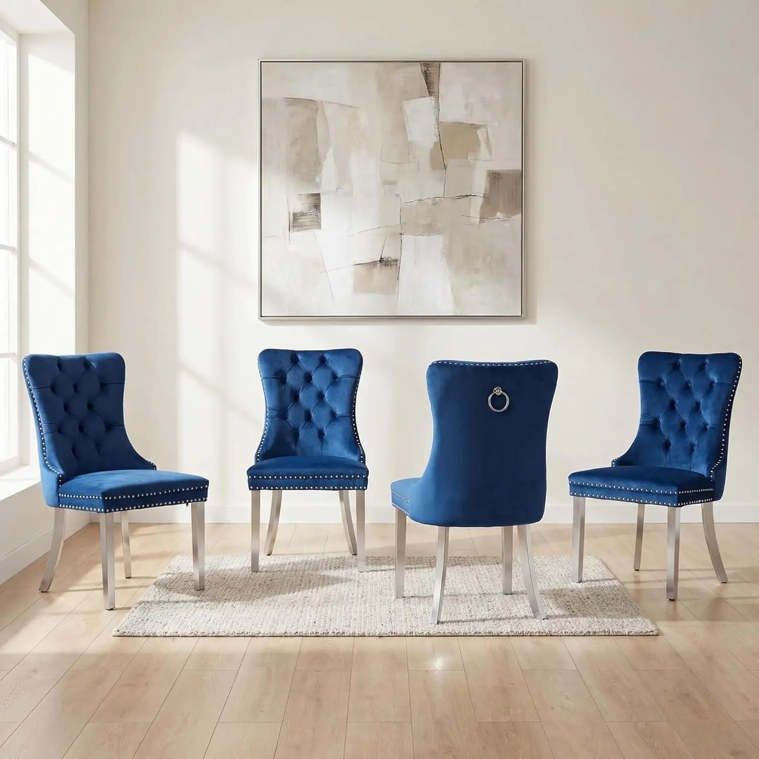 Tufted Velvet Dining Chairs Set of 4