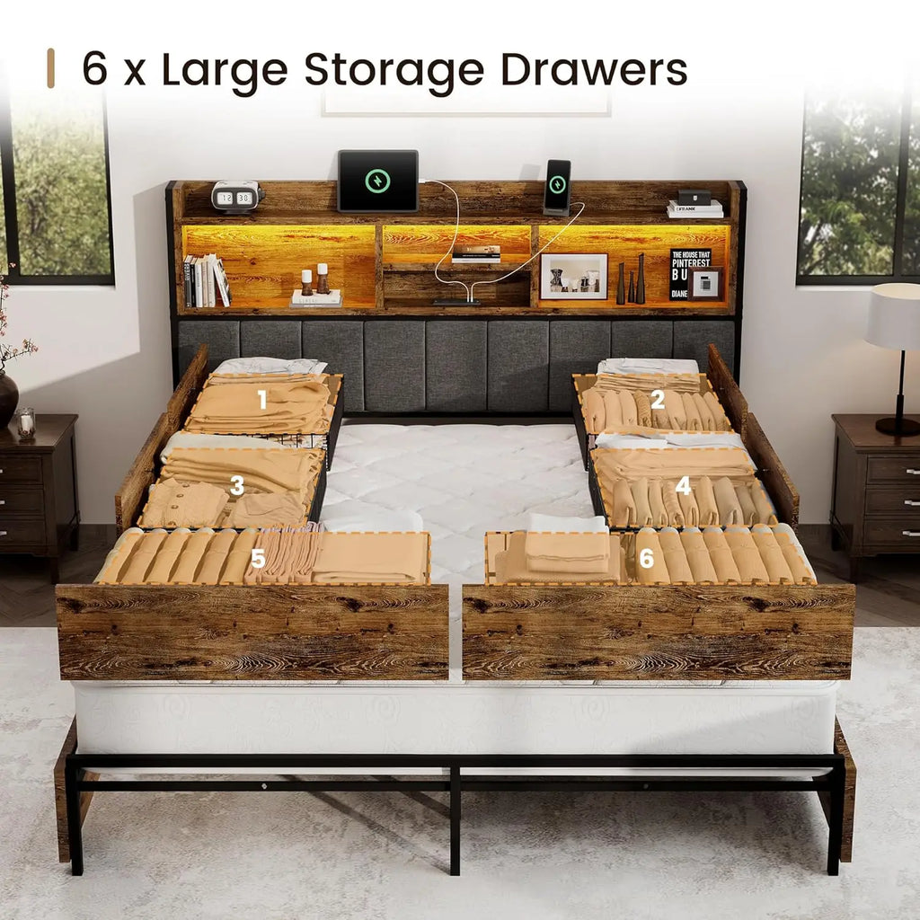 Queen Storage Bed with USB Charging