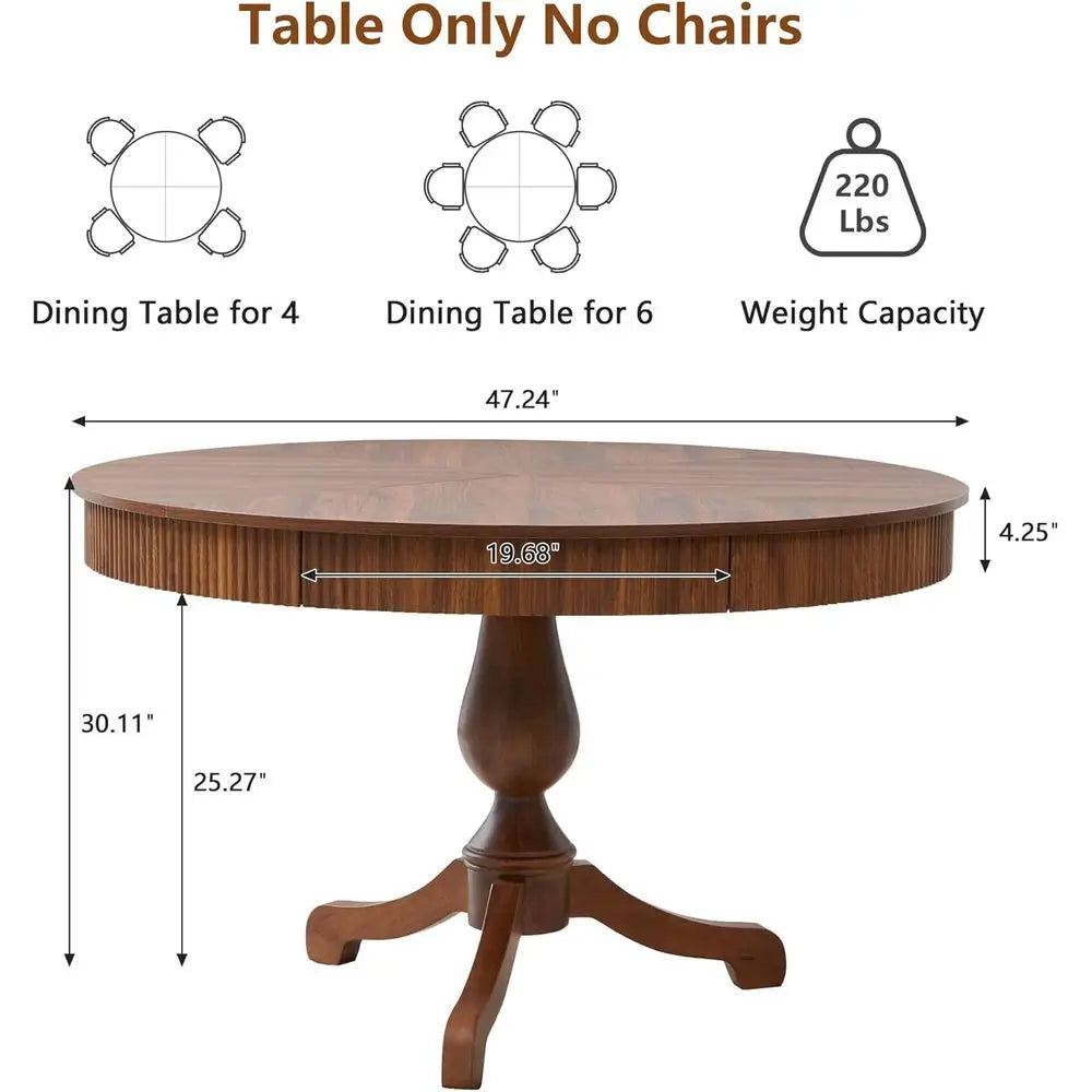 Walnut Round Dining Table