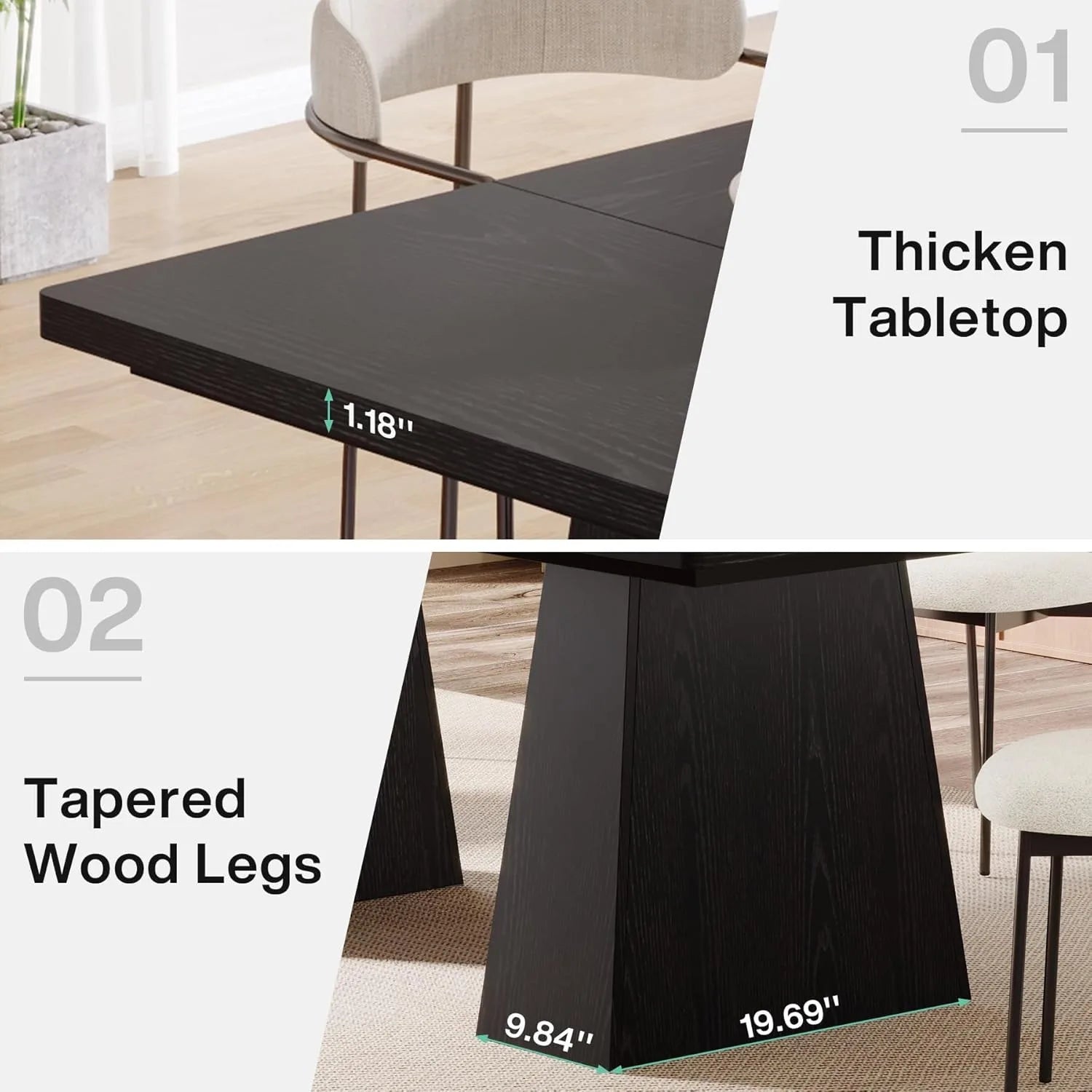 Black Dining Table for 4–6