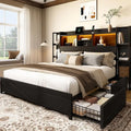 King Bed with Storage Shelf Headboard