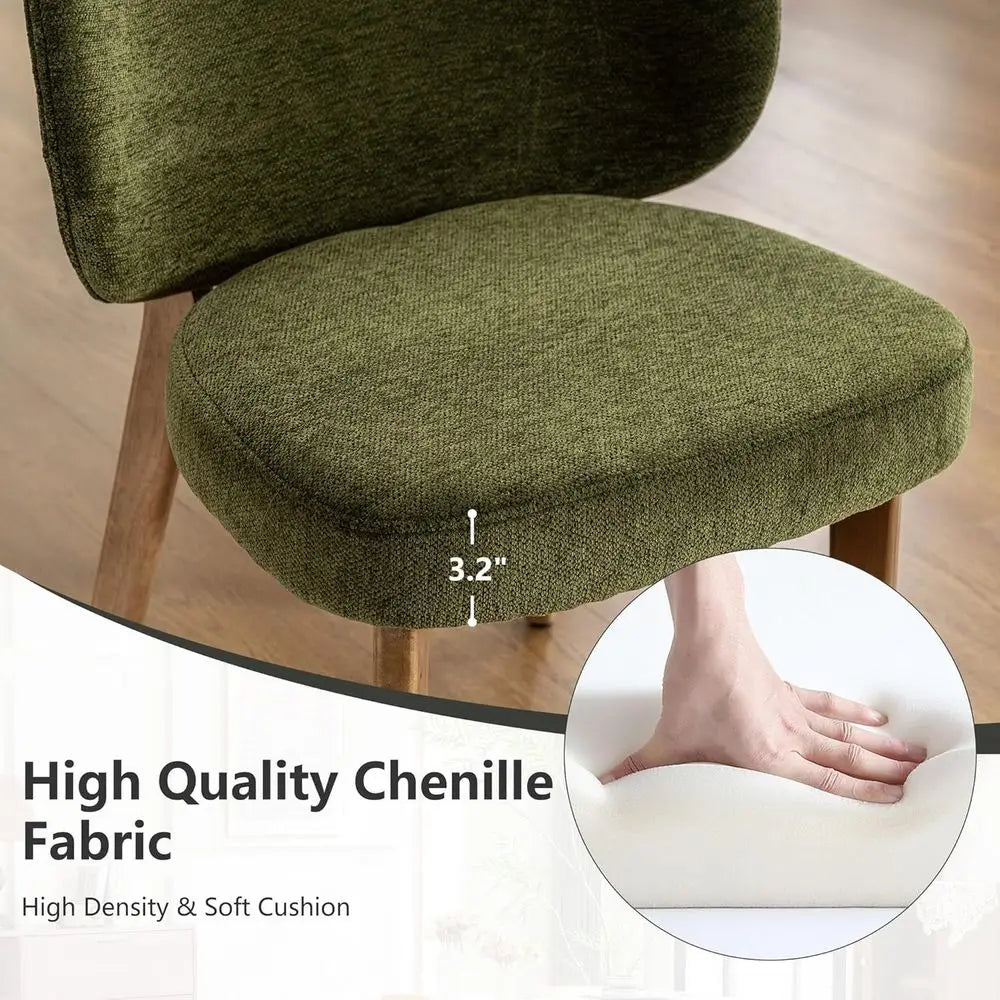 Olive Green Bouclé Accent Chairs Set of 4