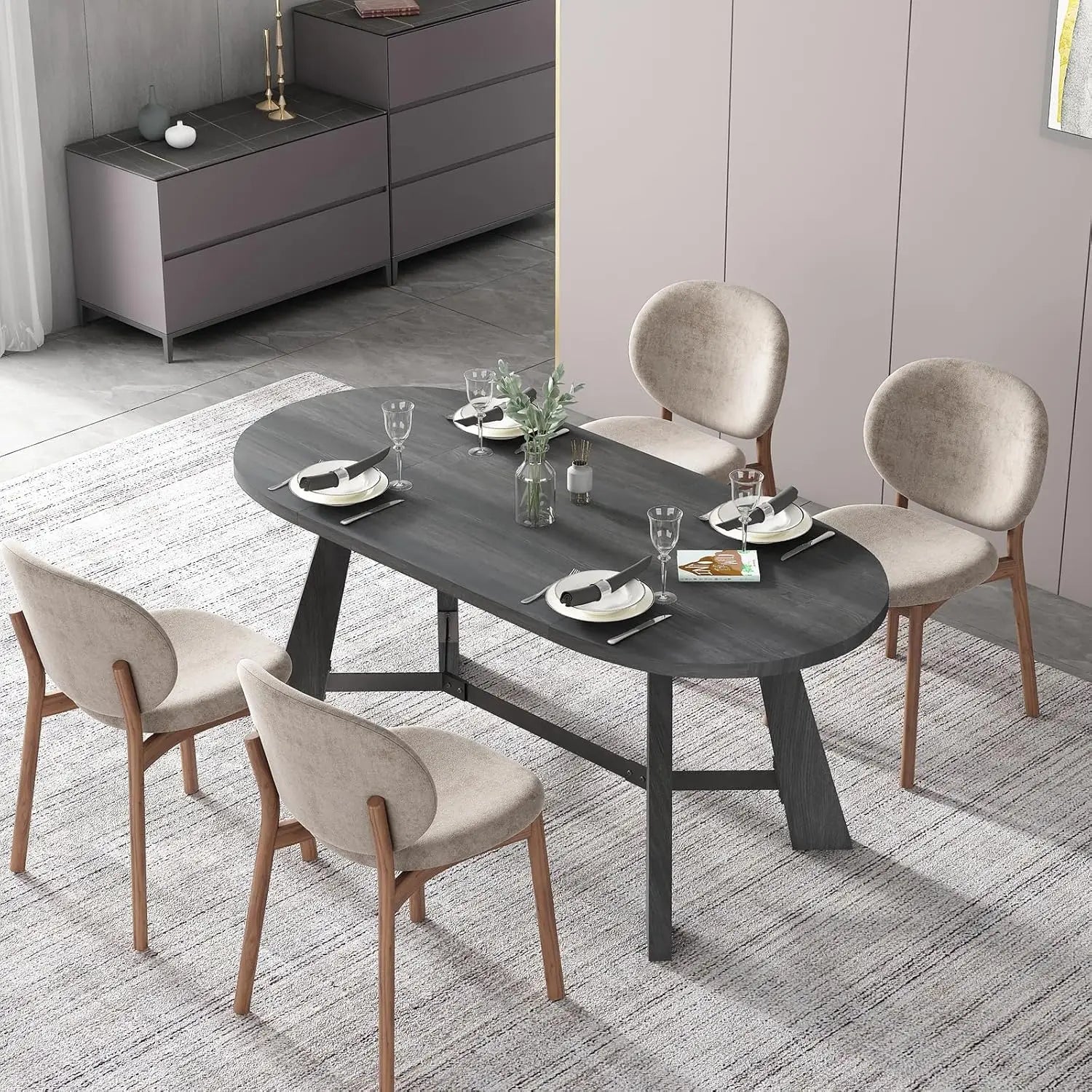 Rustic Oval Dining Table for 6–8