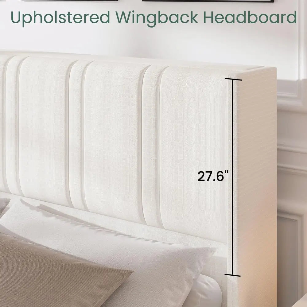 King Storage Bed with Wingback Headboard