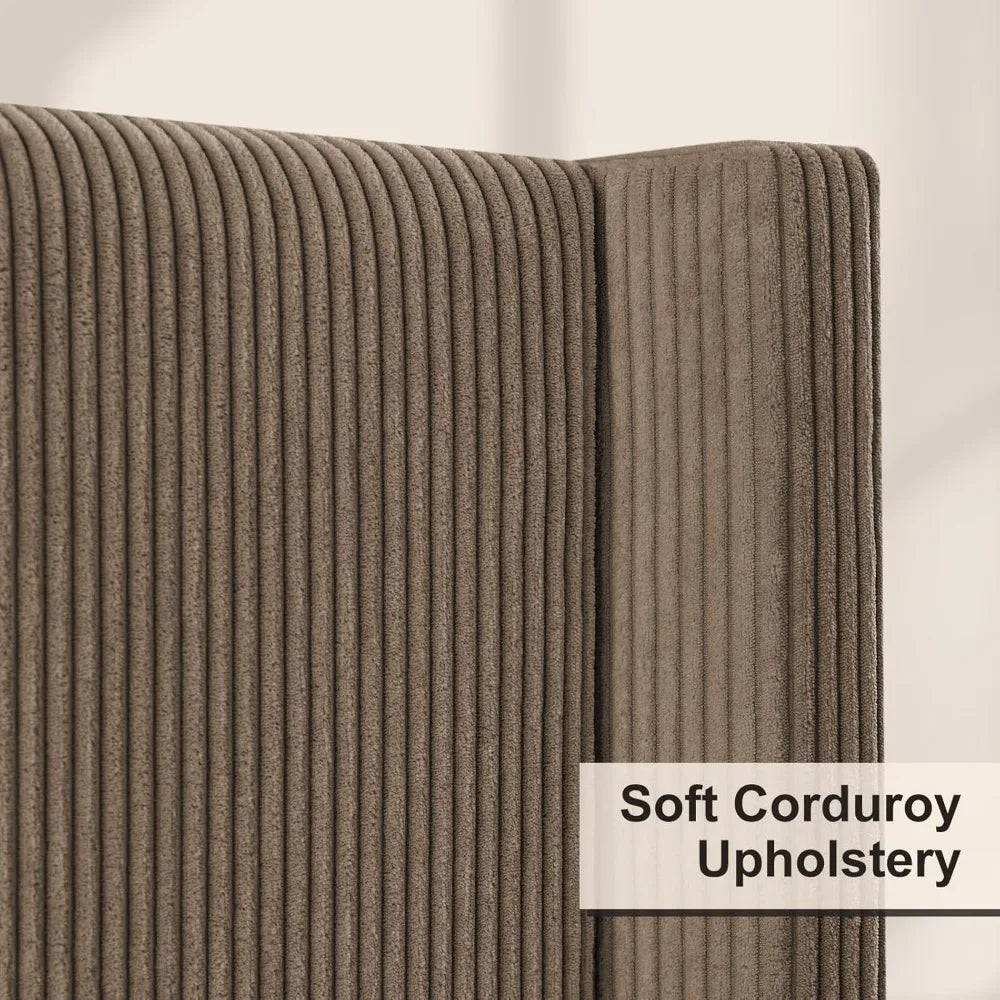 King Corduroy Wingback Bed