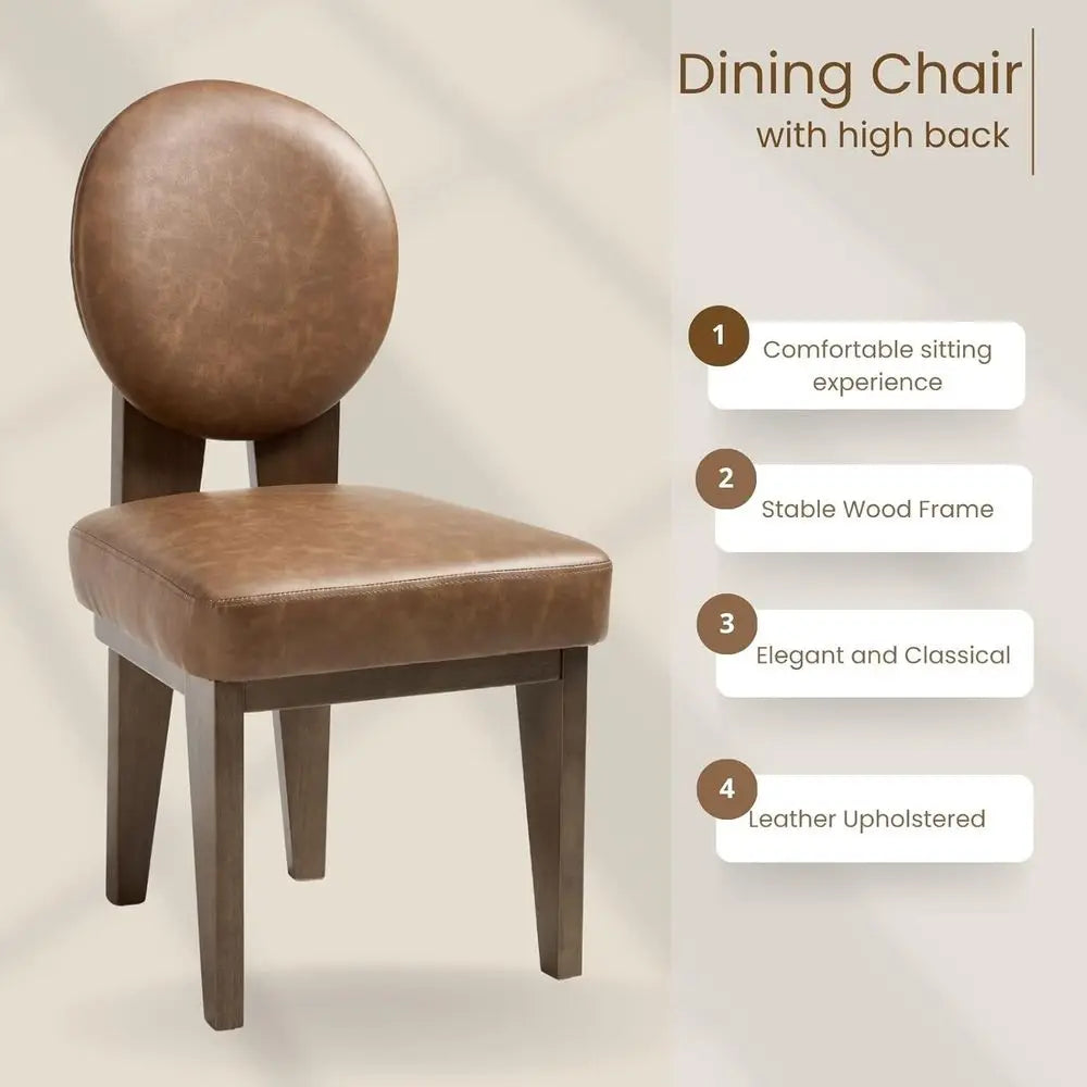 Upholstered Leather Dining Chairs Set of 2