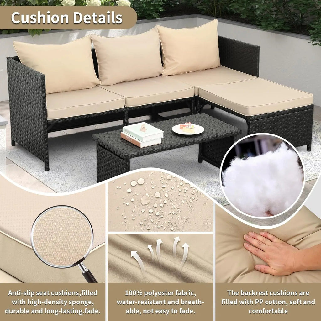 Black Rattan Conversation Set