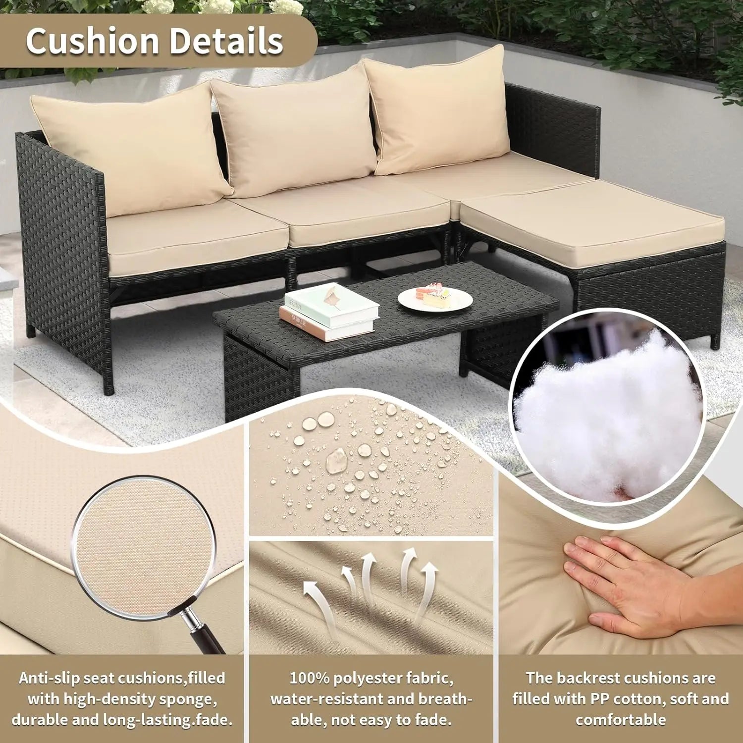 Black Rattan Conversation Set
