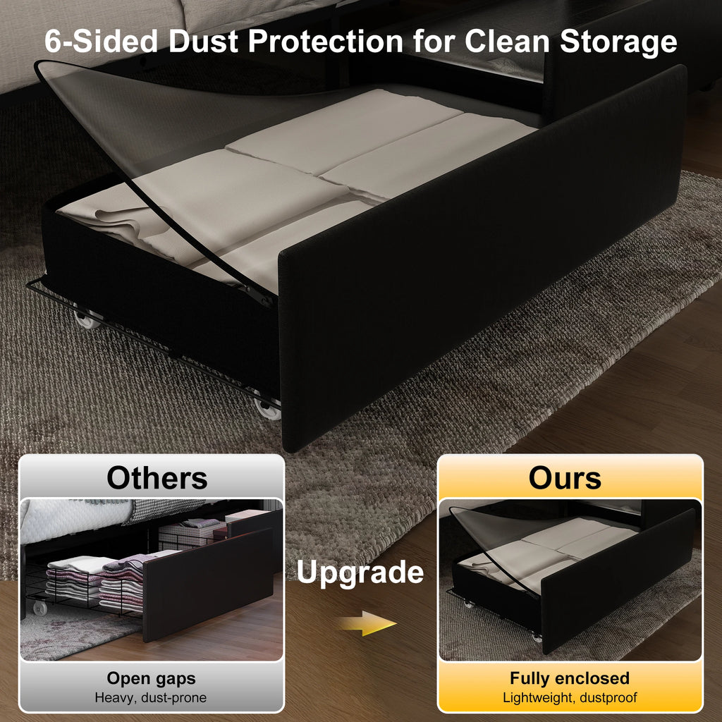 Queen LED Platform Bed with Storage Drawers