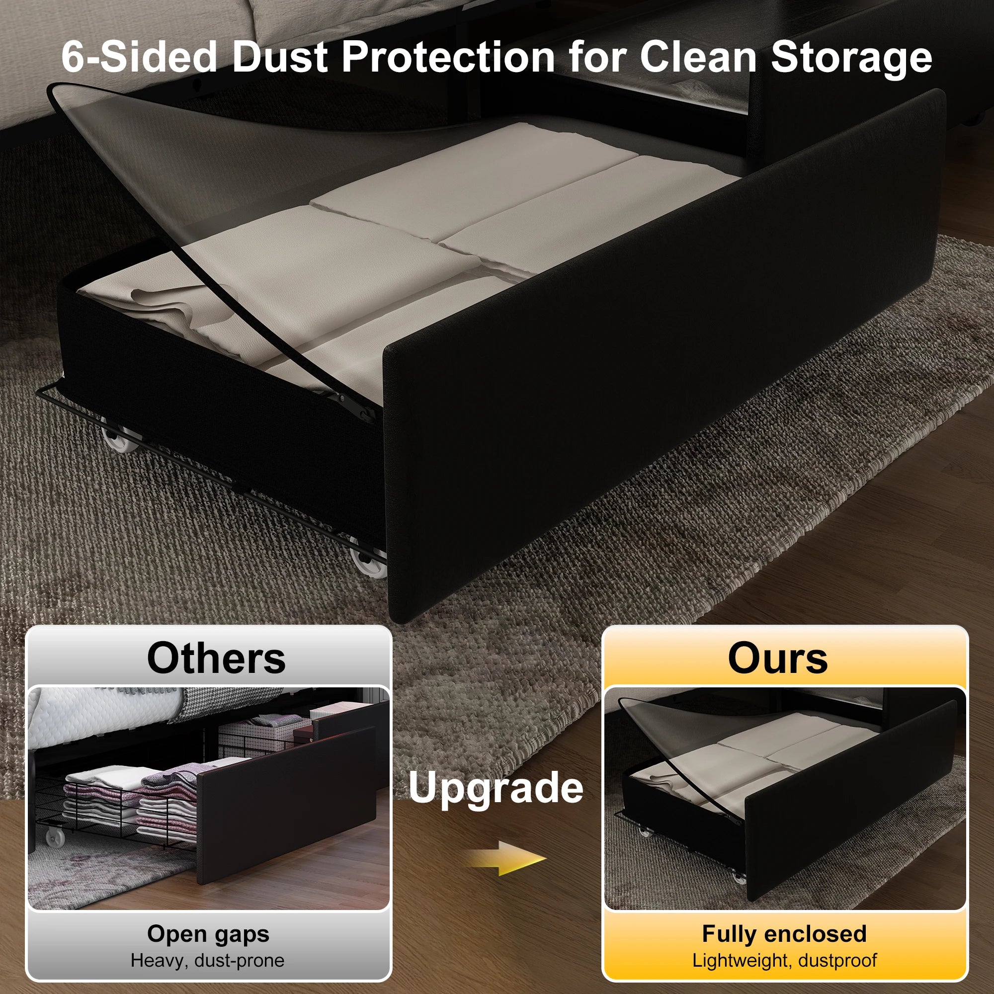 Queen LED Platform Bed with Storage Drawers