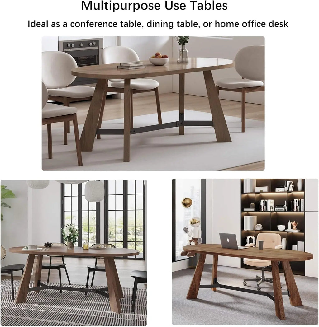 Rustic Oval Dining Table for 6–8
