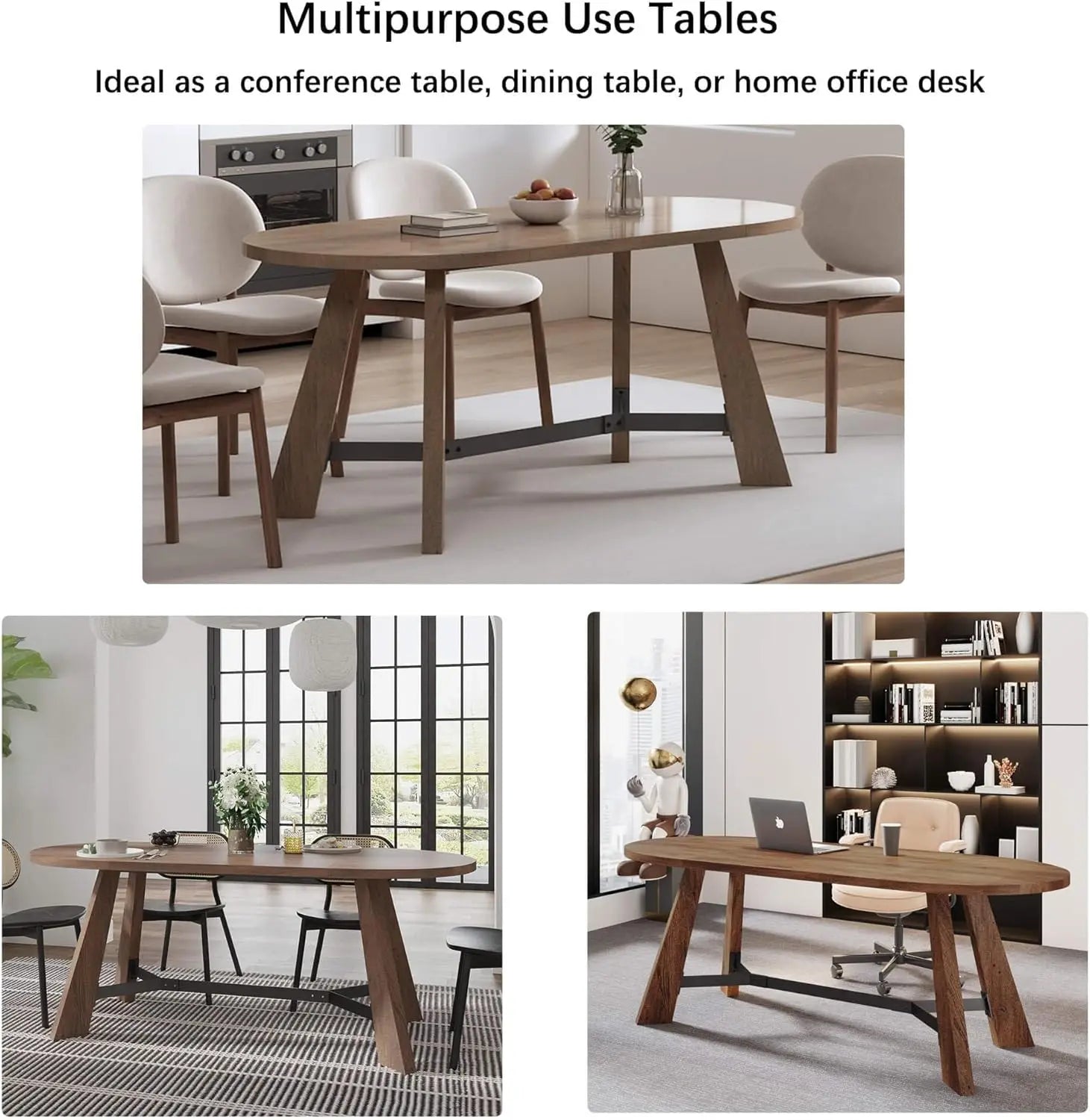 Rustic Oval Dining Table for 6–8
