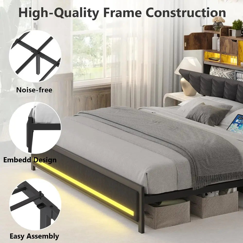King Upholstered Storage Bed