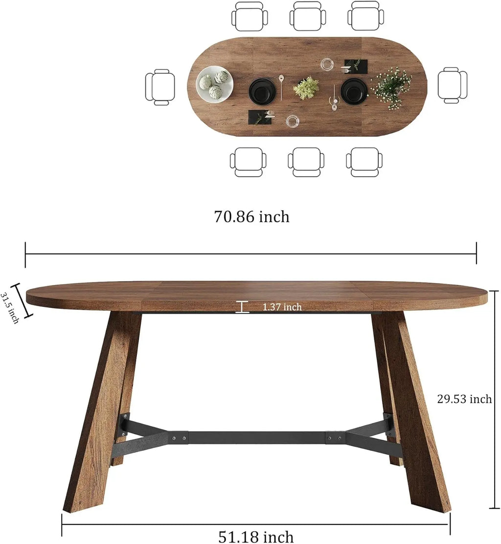 Rustic Oval Dining Table for 6–8