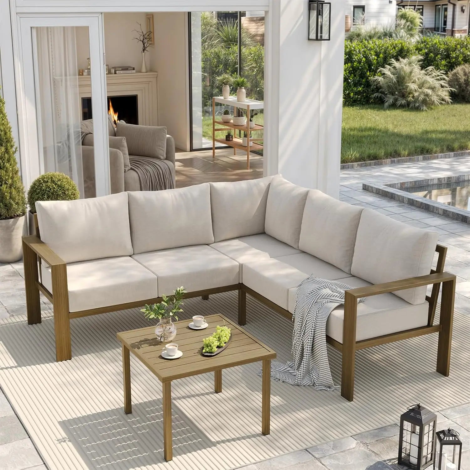 Metal Patio Sectional Sofa Set