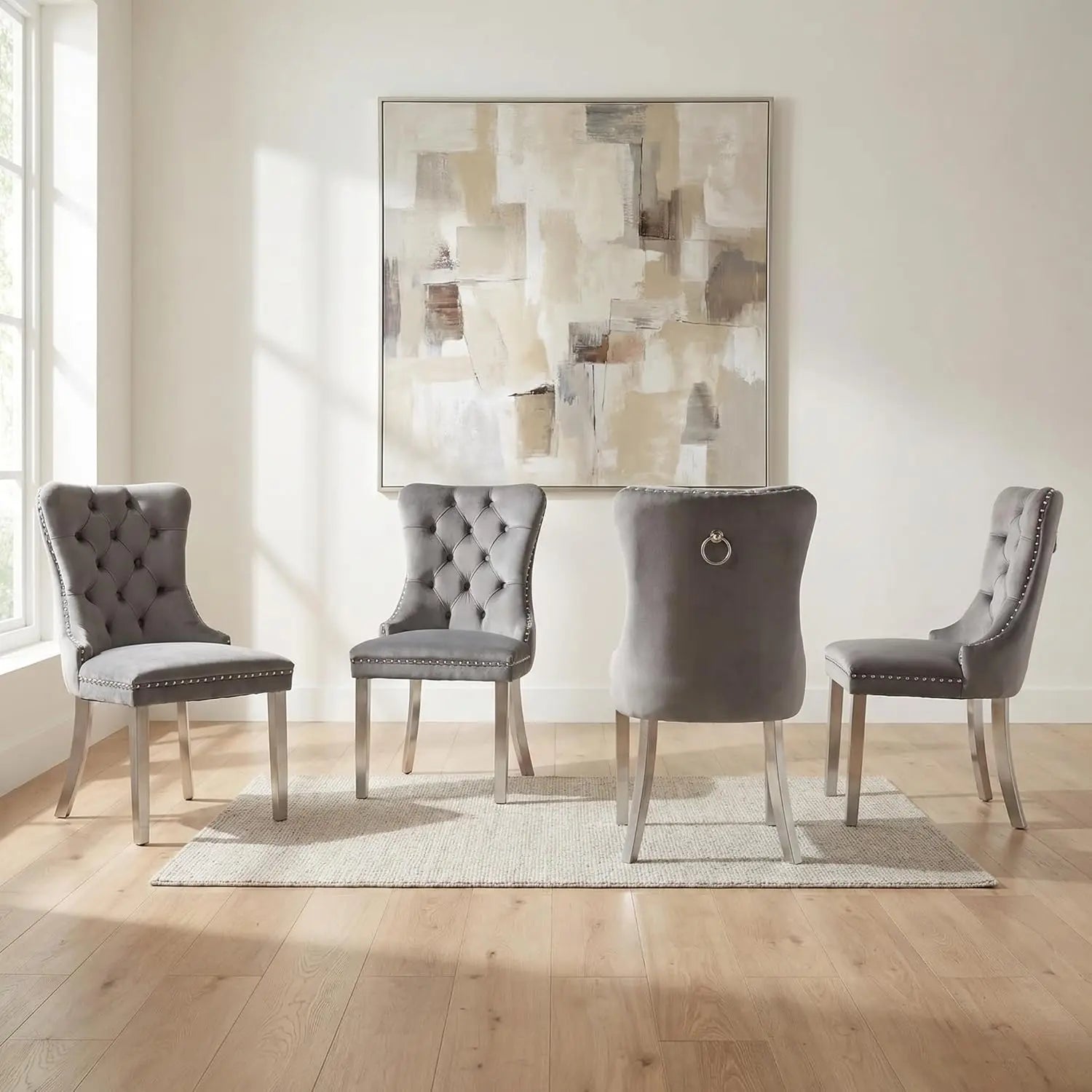 Tufted Velvet Dining Chairs Set of 4