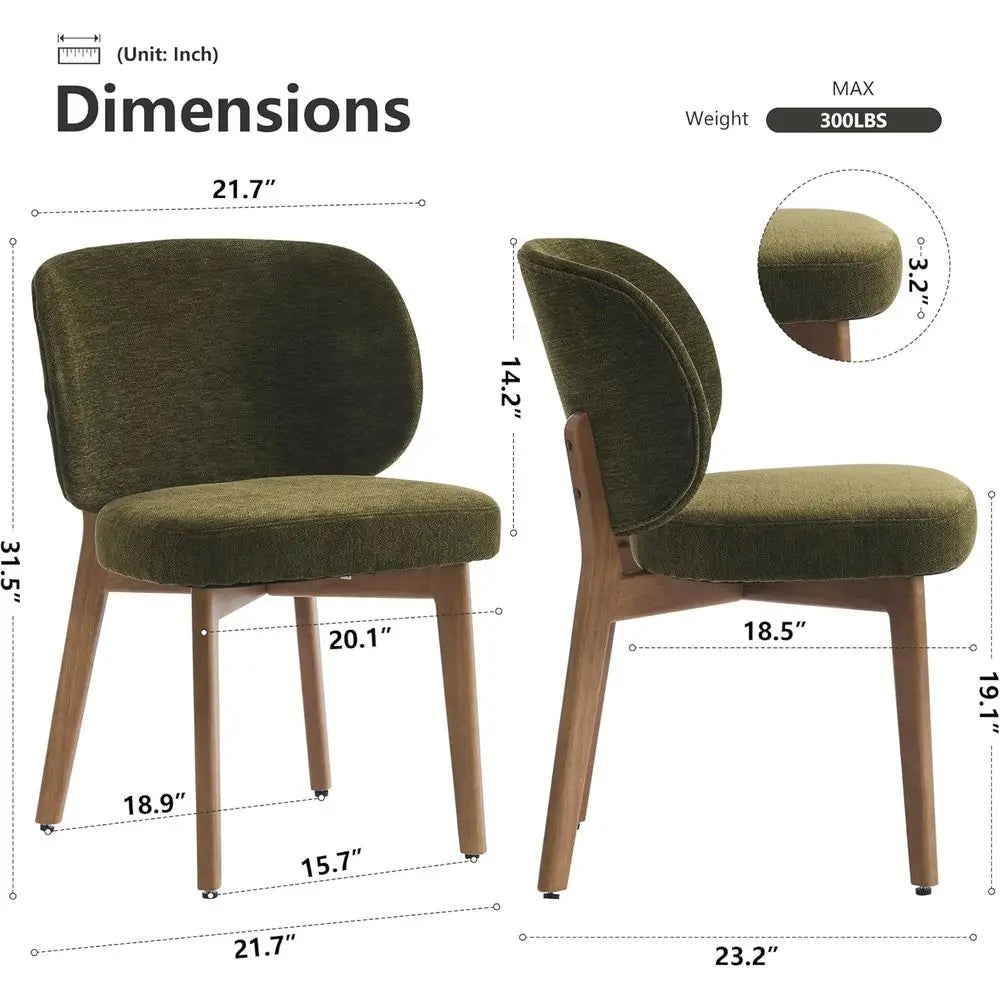 Olive Green Bouclé Accent Chairs Set of 4