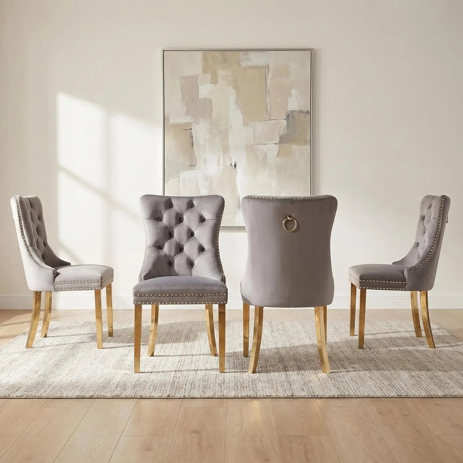 Tufted Velvet Dining Chairs Set of 4