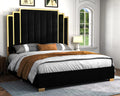 California King Velvet Bed with Gold Trim