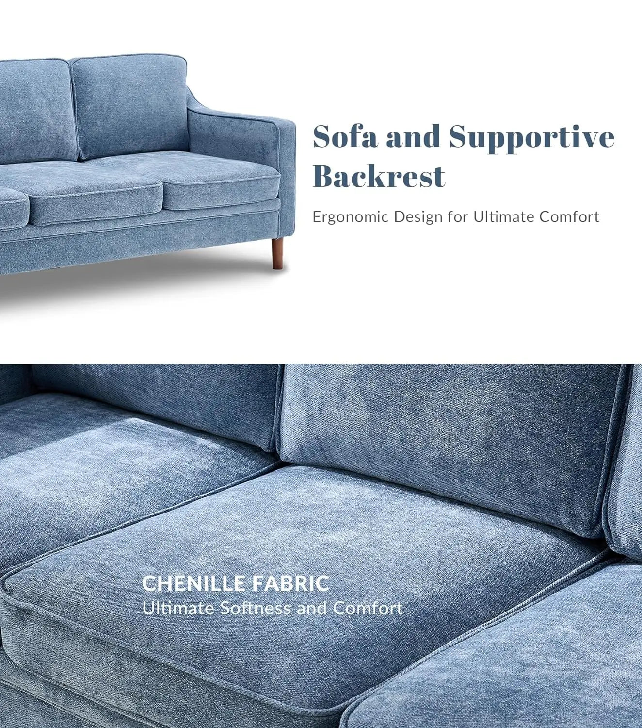 Light Blue Chenille Sofa