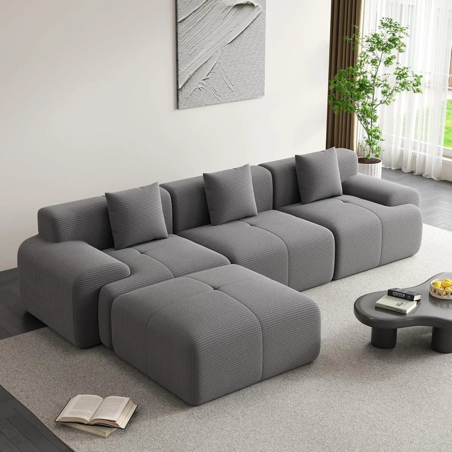 Modular Sectional Sofa with Ottoman