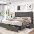 King Storage Bed with Wingback Headboard
