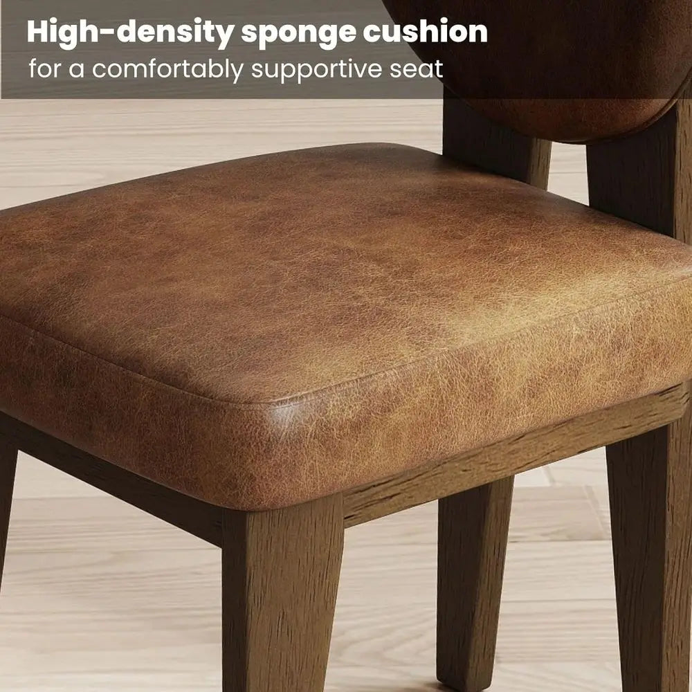 Upholstered Leather Dining Chairs Set of 2