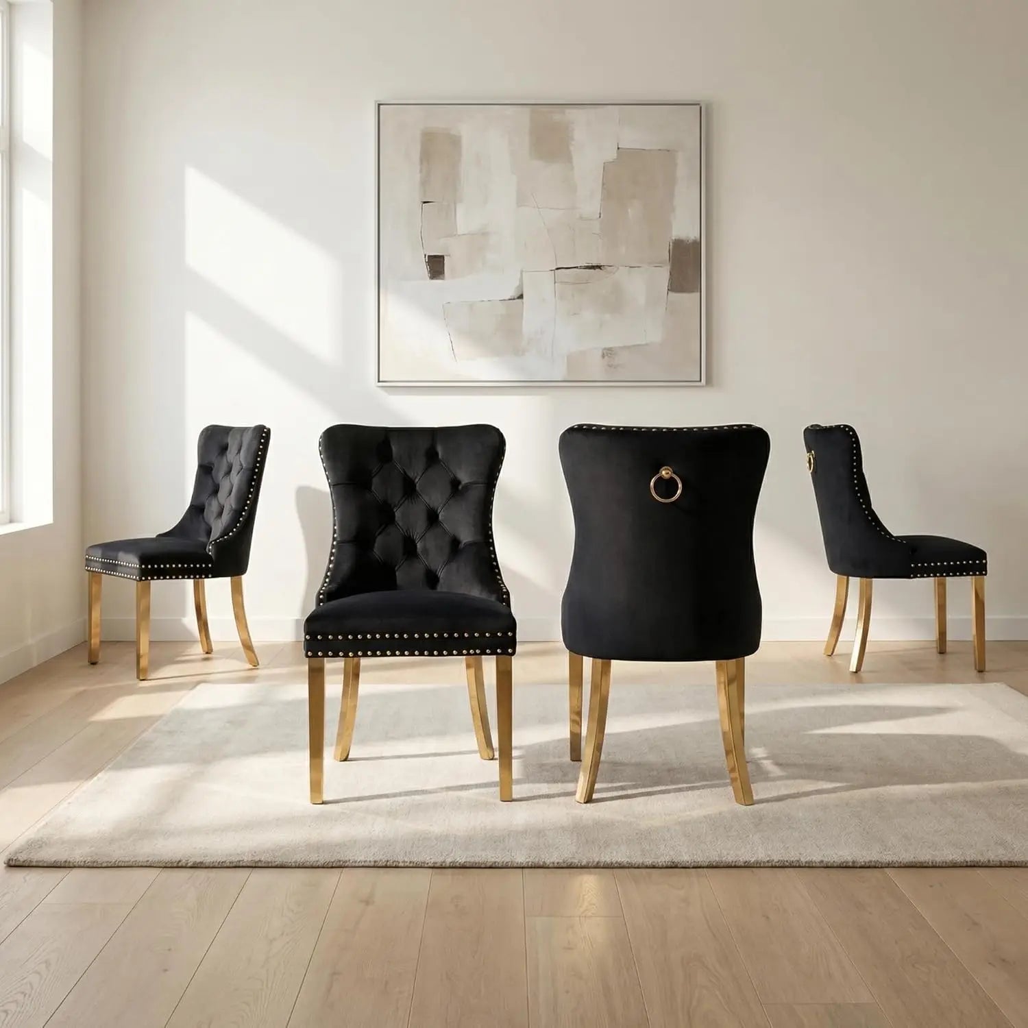 Tufted Velvet Dining Chairs Set of 4