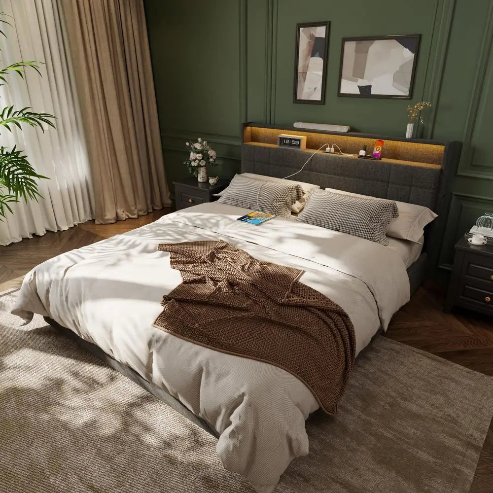 Full Storage Bed with Charging Station