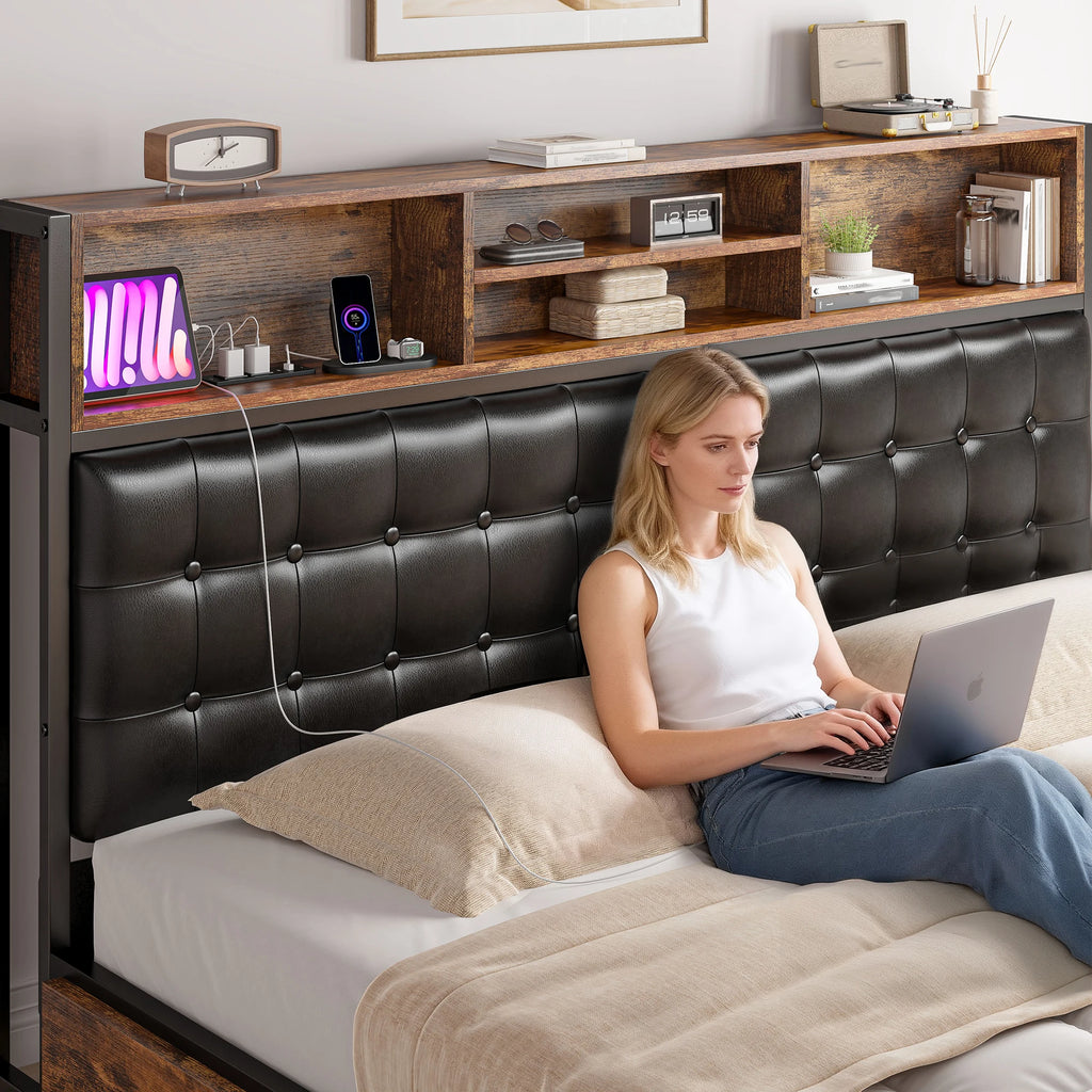 Upholstered Storage Bed with Drawers