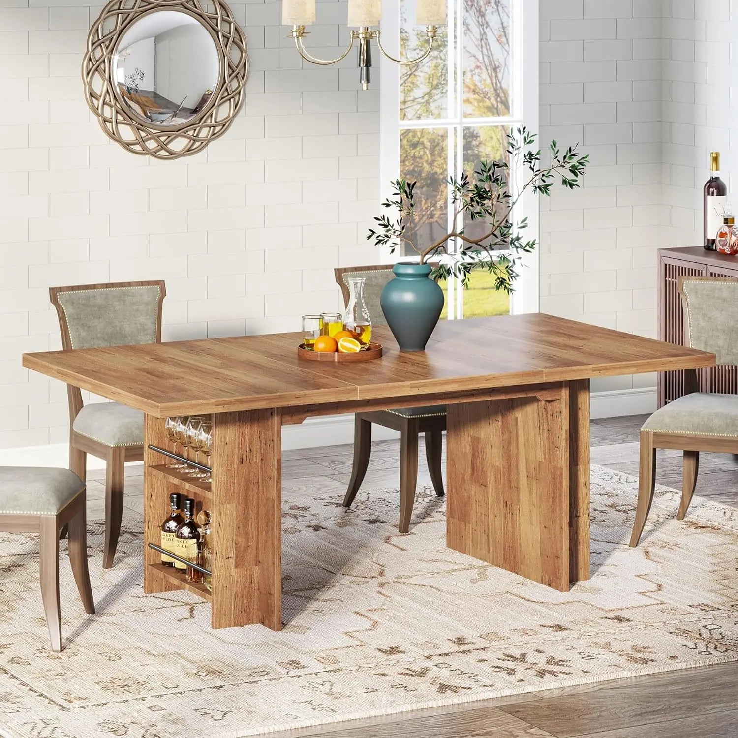 Farmhouse Dining Table with Storage
